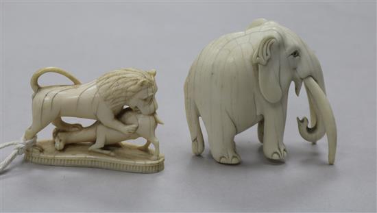 Two Indian ivory carvings